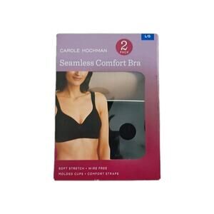 Carole Hochman 2-Pack, Large Comfort Bra Wire Free Molded Cups Comfort Straps